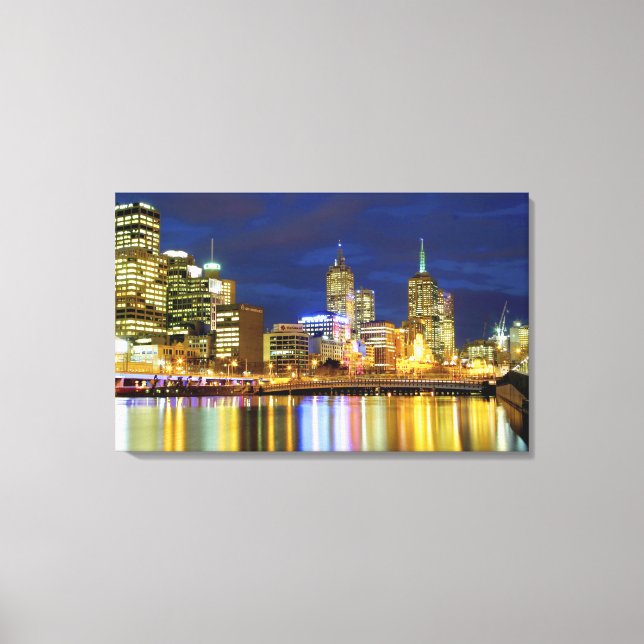 Melbourne, Australia. A nighttime view of the 2 Canvas Print (Front)