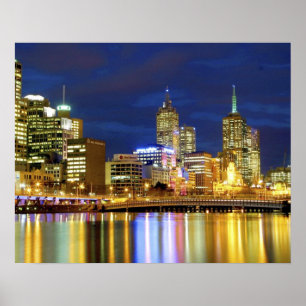 Melbourne, Australia. A nighttime view of the 2 Poster