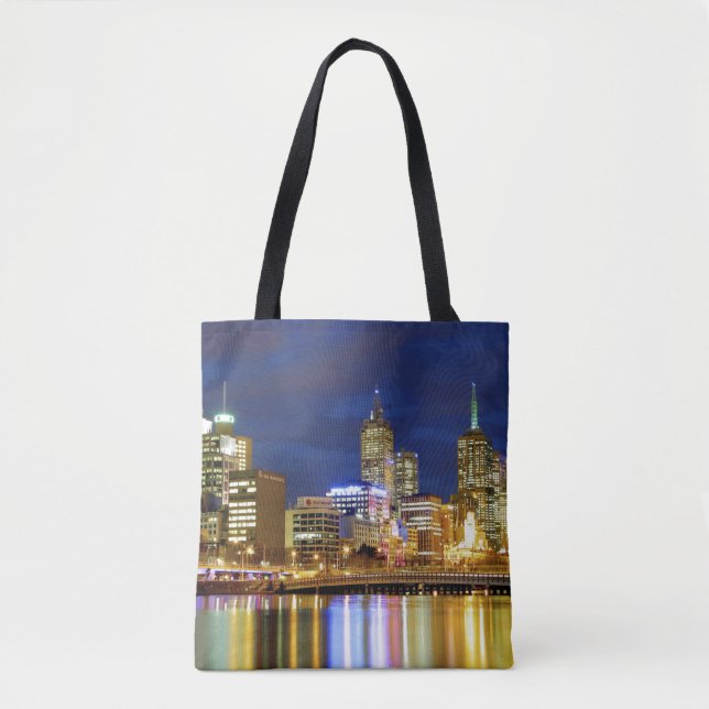 Melbourne, Australia. A nighttime view of the 2 Tote Bag (Front)