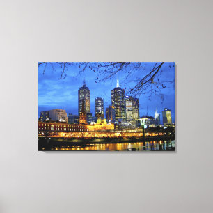 Melbourne, Australia. A nighttime view of the Canvas Print