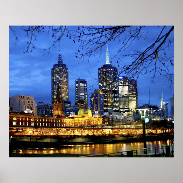 Melbourne, Australia. A nighttime view of the Poster (Front)