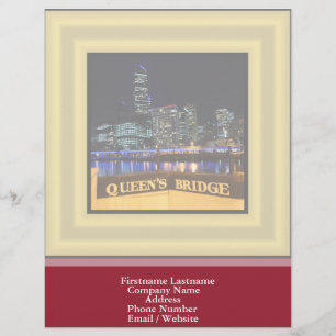 Melbourne Australia CBD Lights over Queen's Bridge Customised Letterhead