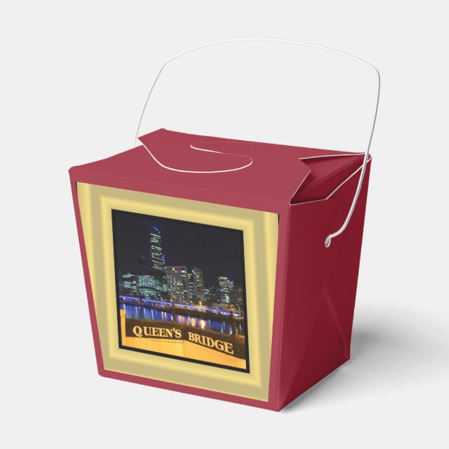 Melbourne Australia CBD Lights over Queen's Bridge Favour Box (Front Side)