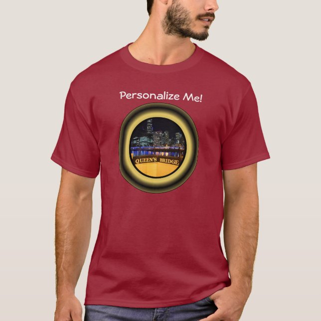 Melbourne Australia CBD Lights over Queen's Bridge T-Shirt (Front)