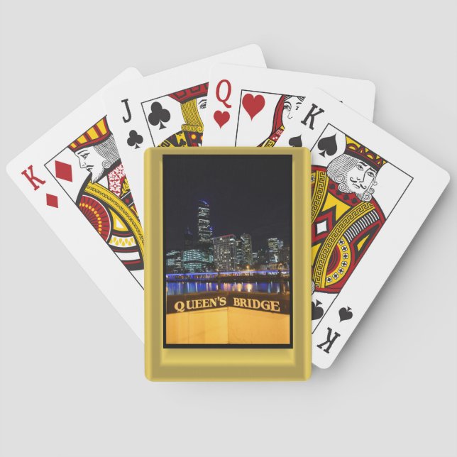 Melbourne Australia CBD Night Lights Playing Cards (Back)