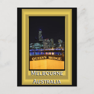 Melbourne Australia CBD Night Lights Postcard