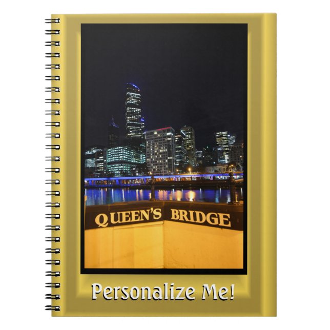 Melbourne Australia CBD Night Lights Spiral Notebook (Front)