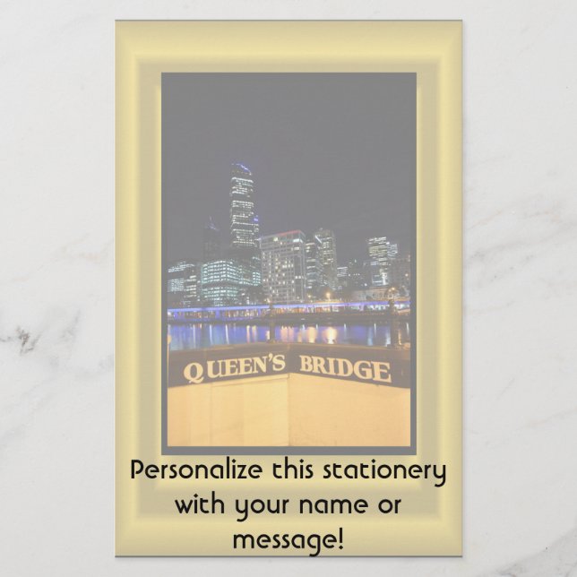 Melbourne Australia CBD Night Lights Stationery (Front)