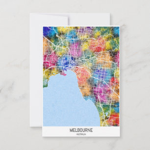 Melbourne Australia City Map Thank You Card