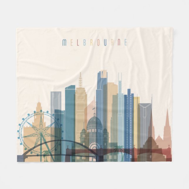 Melbourne, Australia | City Skyline Fleece Blanket (Front (Horizontal))