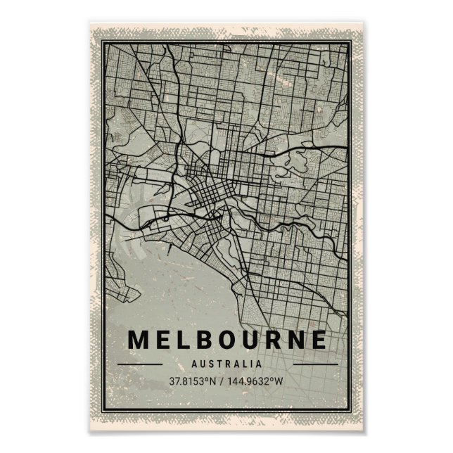 Melbourne australia map print poster canvas (Front)