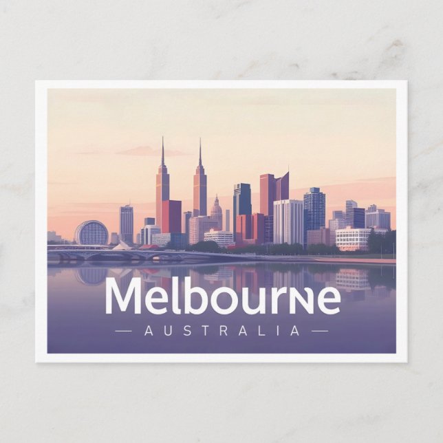 Melbourne Australia Pastel Travel Design Postcard (Front)