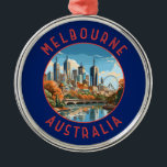 Melbourne Australia Retro Distressed Circle Metal Tree Decoration<br><div class="desc">Melbourne retro vector travel design. Melbourne is the coastal capital of the southeastern Australian state of Victoria. At the city's centre is the modern Federation Square development,  with plazas,  bars,  and restaurants by the Yarra River.</div>