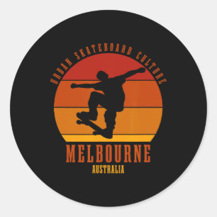 Melbourne Australia Skateboarder Urn Skateboarding Classic Round Sticker