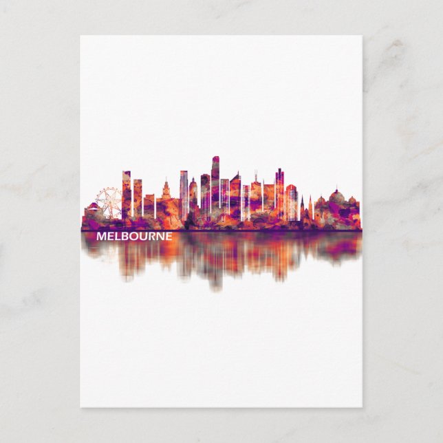 Melbourne Australia Skyline Invitation Postcard (Front)