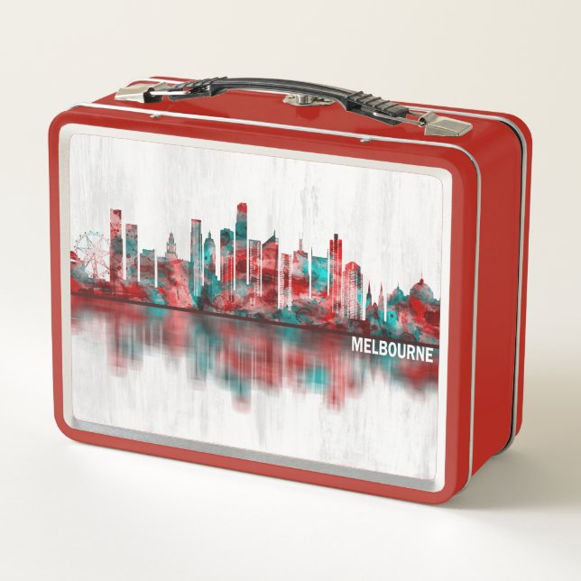 Melbourne Australia Skyline Metal Lunch Box (Back)