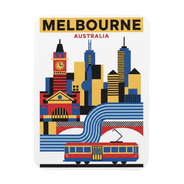 Melbourne Australia Skyline Travel Magnet (Vertical)