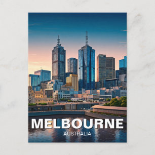 Melbourne Australia Skyline Travel Postcard