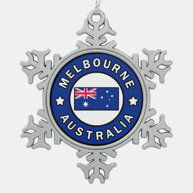 Melbourne Australia Snowflake Pewter Christmas Ornament (Front)