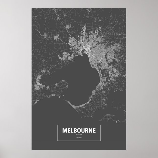 Melbourne, Australia (white on black) Poster (Front)