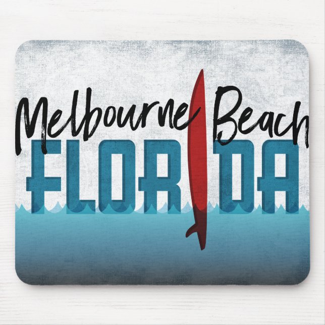 Melbourne Beach Florida Surfboard Surfing Mouse Pad (Front)