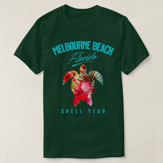 Melbourne Beach Florida Tropical Hibiscus Flowers  T-Shirt (Design Front)