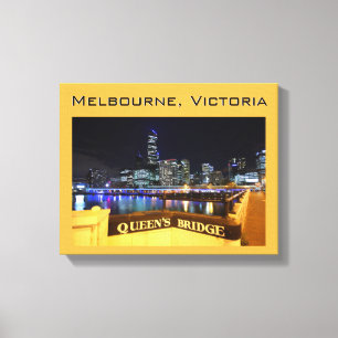 Melbourne CBD Queens Bridge City Lights Canvas Print