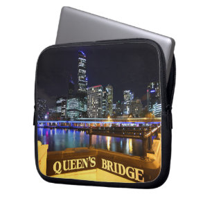 Melbourne CBD Queens Bridge City Lights Laptop Sleeve