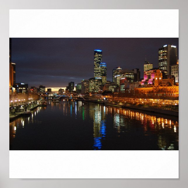 Melbourne Evening Skyline Poster (Front)