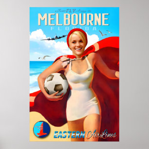 Melbourne Florida Fly Eastern Air Lines New Travel Poster