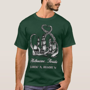 Melbourne Florida Nautical Coordinates Boat Octopu T-Shirt