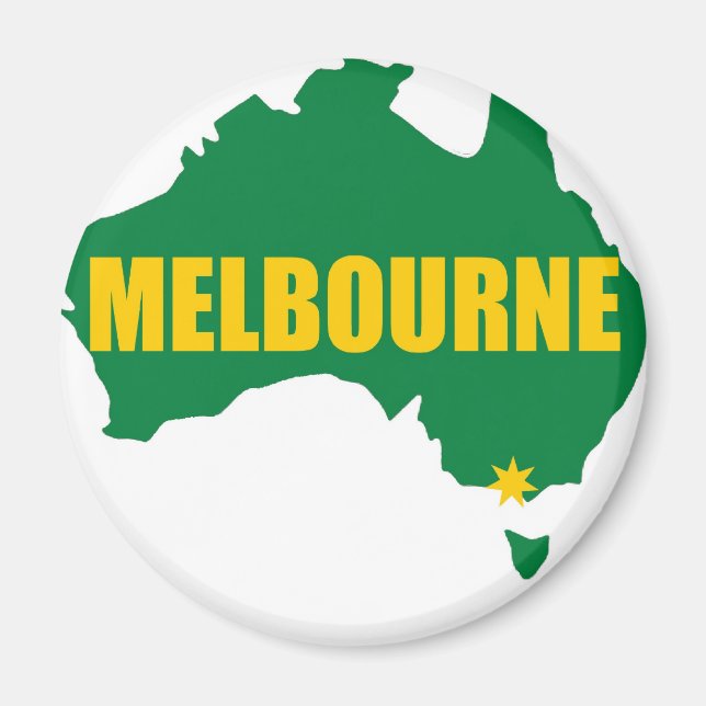 Melbourne Green and Gold Map Magnet (Front)