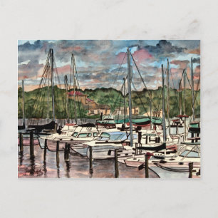Melbourne Harbour Marina sail boats sailboat art Postcard