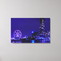 Melbourne Star Wheel With Night Skyline Canvas Art