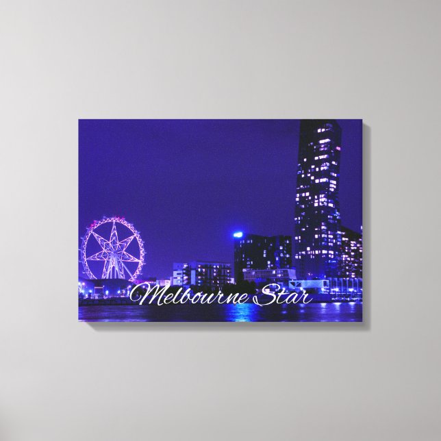 Melbourne Star Wheel With Night Skyline Canvas Art (Front)
