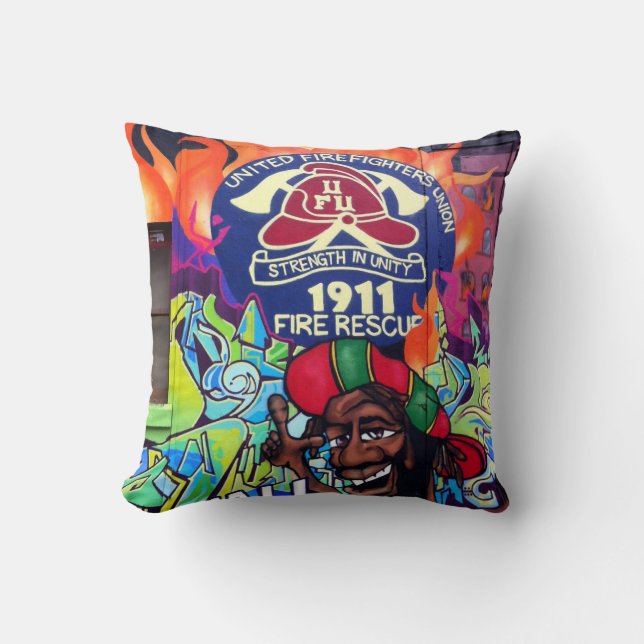 Melbourne street art / grafitti throw pillow (Front)