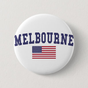 Melbourne US Flag 6 Cm Round Badge