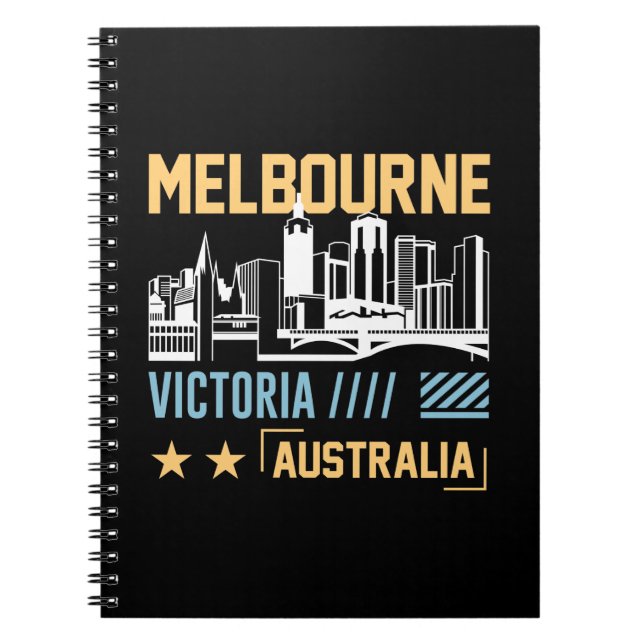 Melbourne Victoria Australia Skyline Travel Graphi Notebook (Front)