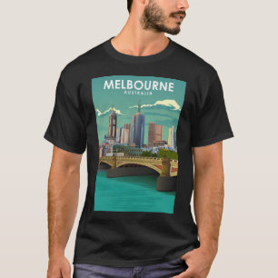 Melbourne Vintage Minimal Australia Travel Poster  T-Shirt