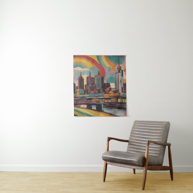 Melbourne vintage poster tapestry (In Situ)