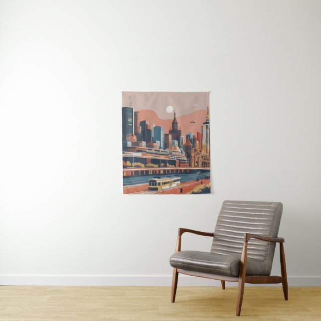 Melbourne vintage poster tapestry (In Situ)