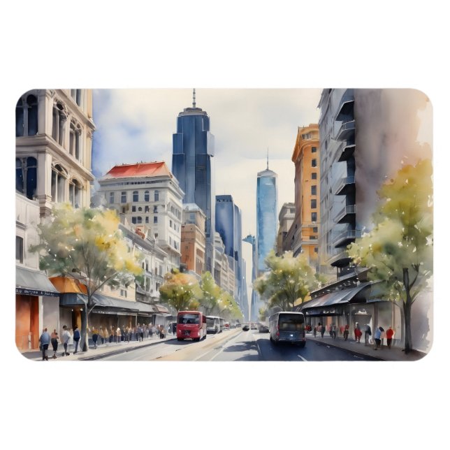 Melbourne watercolor art magnet (Horizontal)