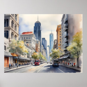 Melbourne watercolor art poster