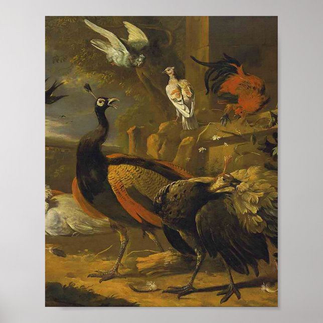 Melchior d'Hondecoeter - Birds in a Park Poster (Front)