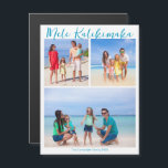 Mele Kalikimaka 3 Photo Beach Christmas Magnet<br><div class="desc">Chic customisable beach family photo collage Christmas magnet card with your favourite tropical photos in the sun and a letter inside. Add 3 of your favourite memories from your island vacation to the coast on the front and one on the back. A beautiful coastal holiday magnetic card with a clean,...</div>