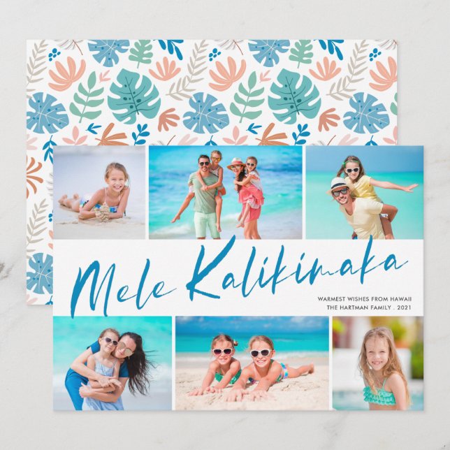 Mele Kalikimaka 6 Photo Collage Christmas Holiday Card (Front/Back)