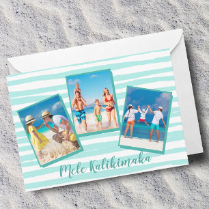 Mele Kalikimaka Beach Christmas Chic Teal Photo Holiday Card