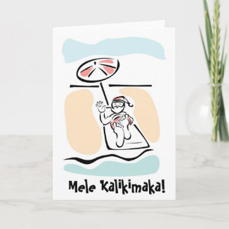 Mele Kalikimaka Beach Santa Christmas Card