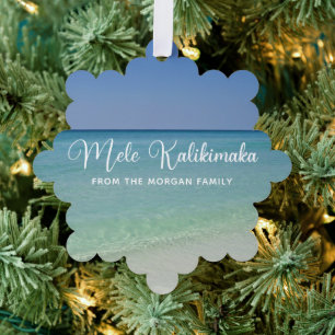 Mele Kalikimaka Beautiful Custom Beach Christmas Tree Decoration Card