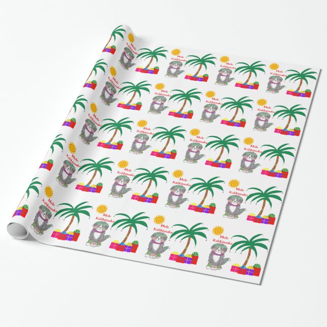 Mele Kalikimaka Bernese Mountain Dog Wrapping Paper (Unrolled)